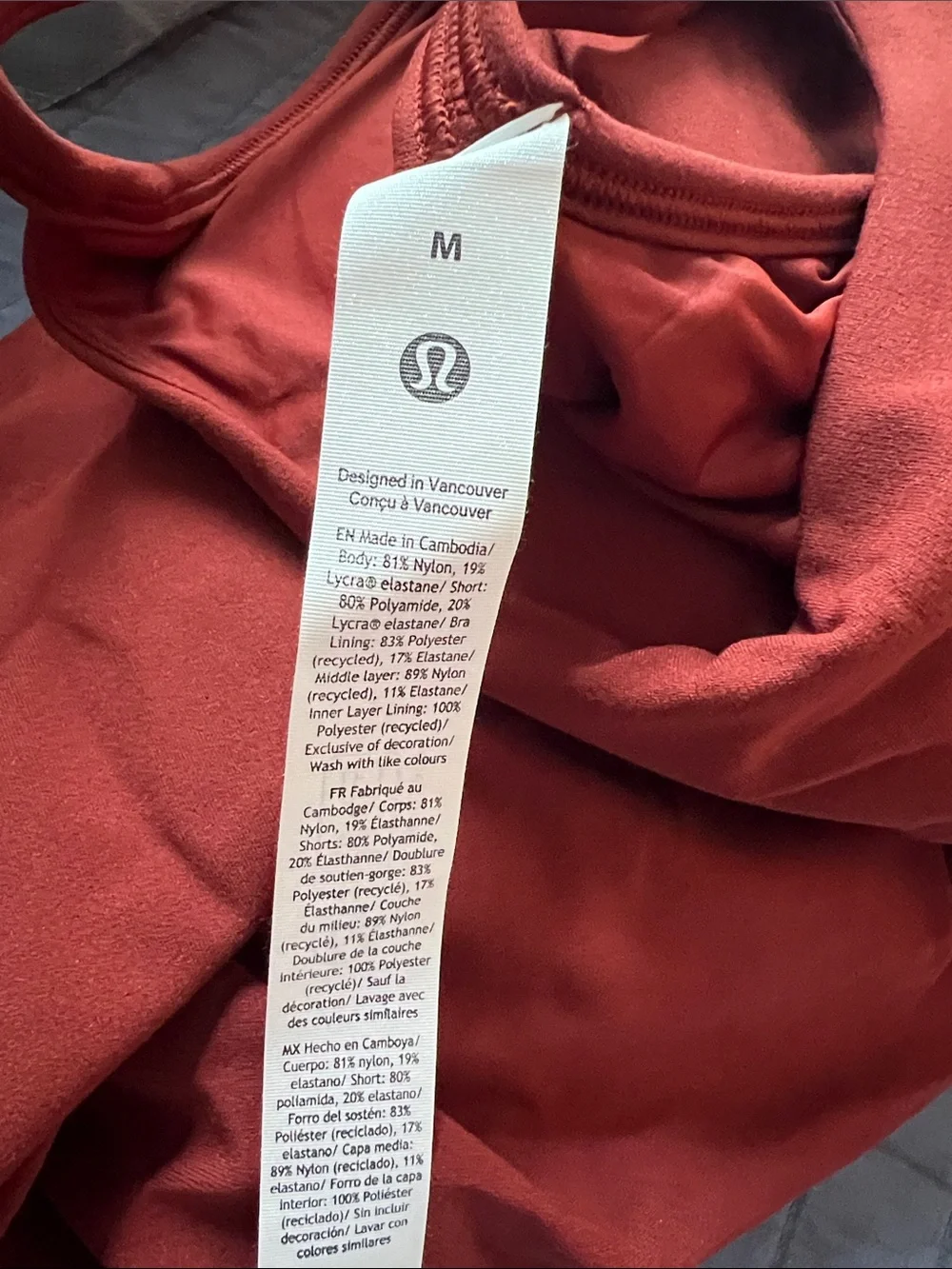 Lululemon Cranberry Charm Red Flow Y Dress Built Bra & Shorts Size Medium NWT